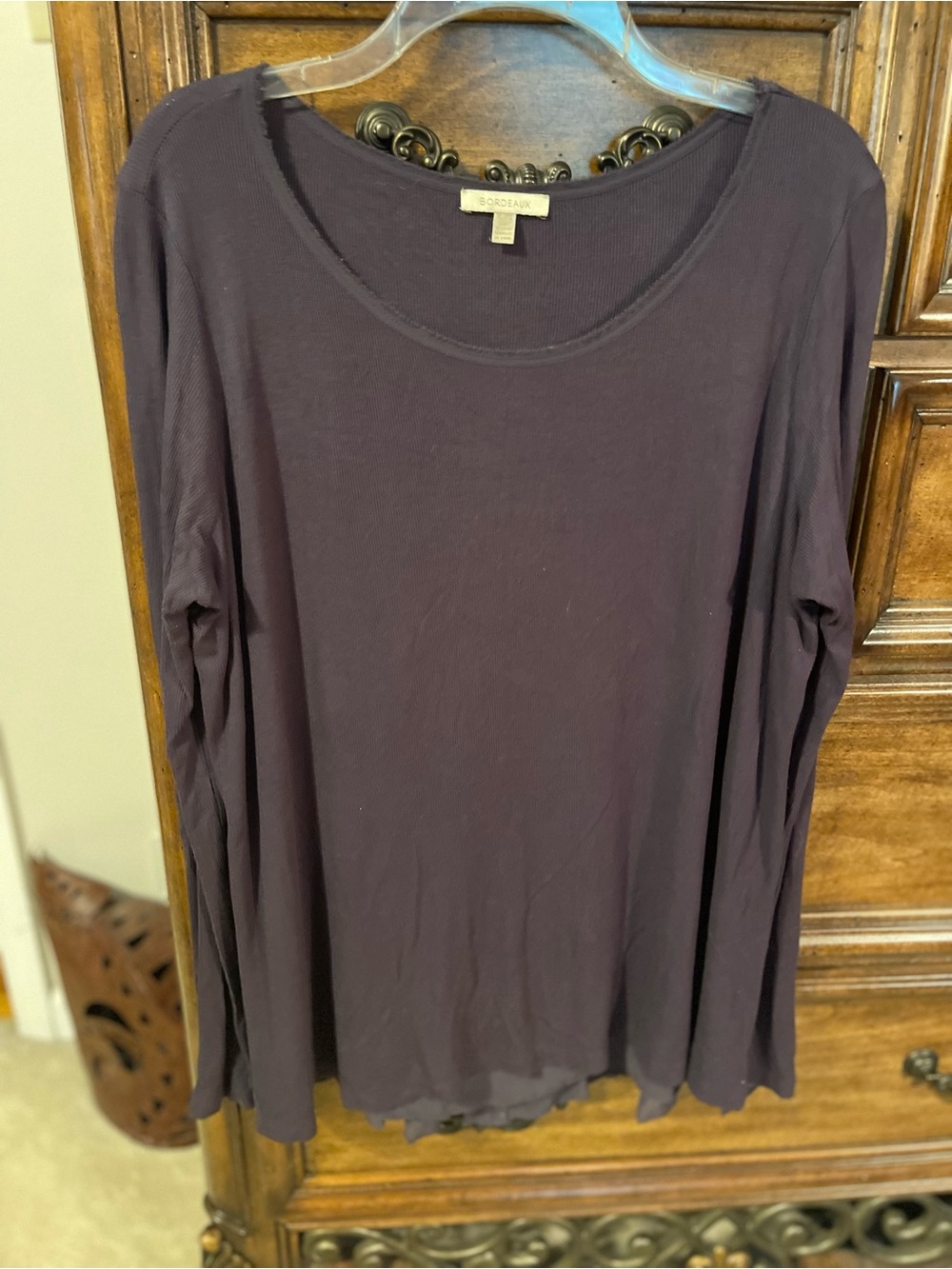 Bordeaux Purple Long Sleeve Scoop Neck Top